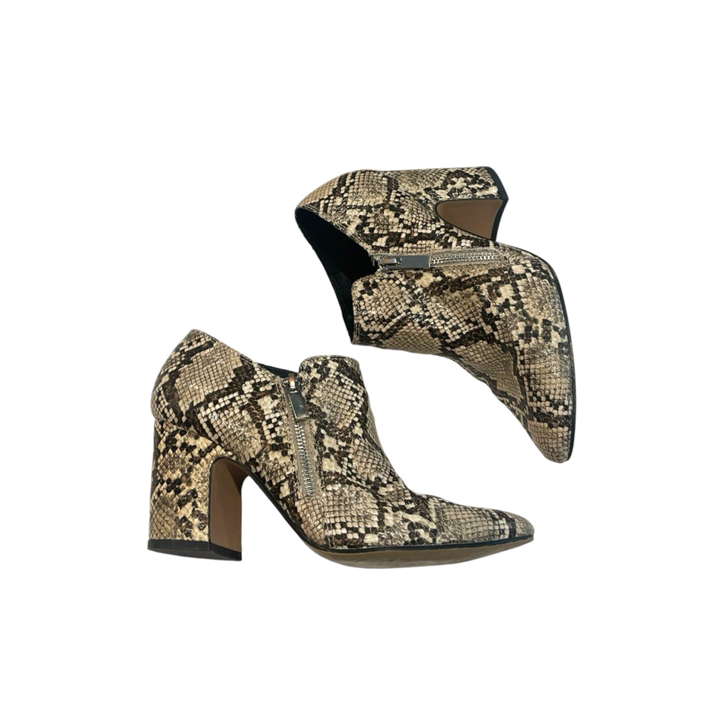 Michael by Michael Shannon Snake Print Block Heel Ankle Booties 8 Pointed Toe